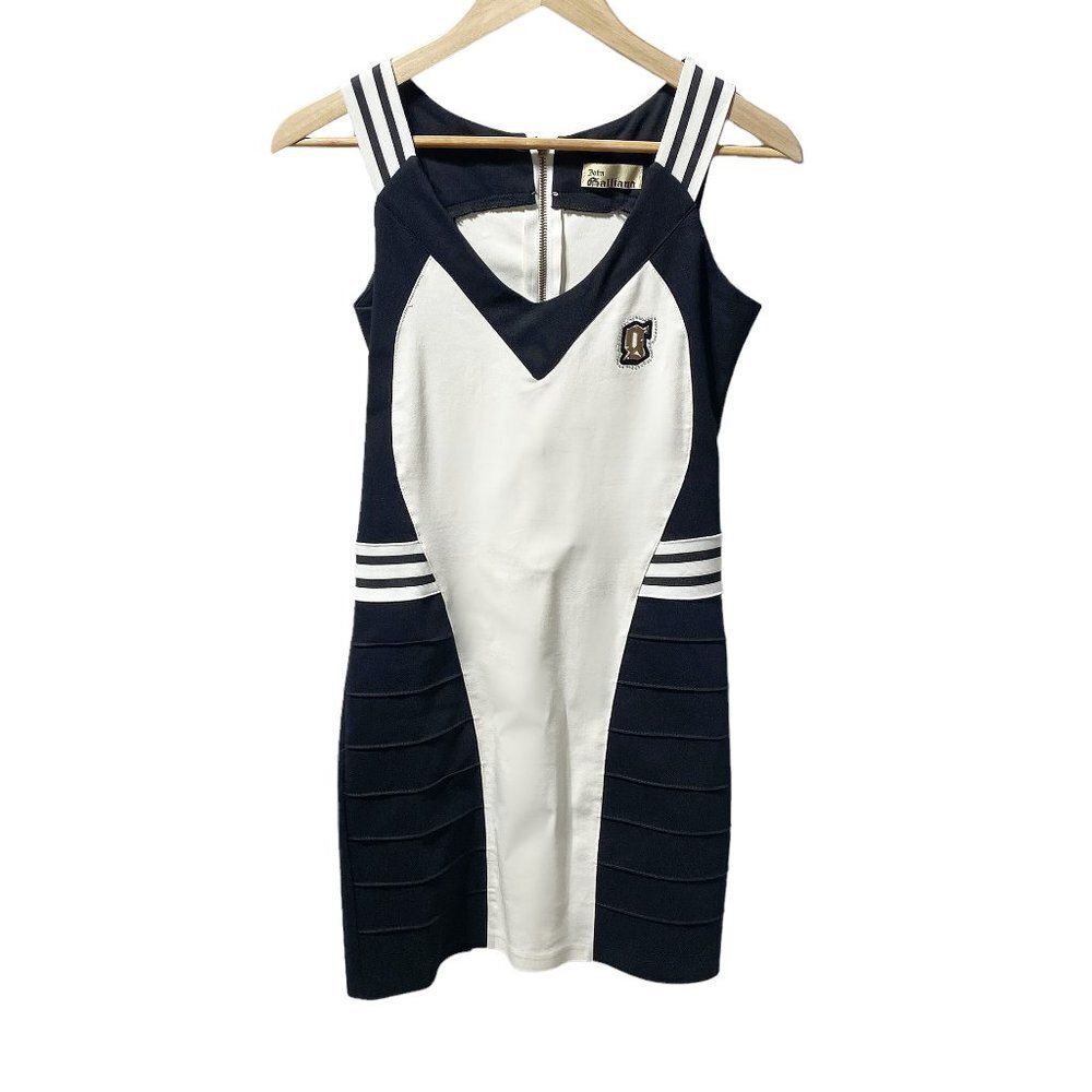 Vintage 2000s John Galliano Bodycon Sport Dress Black/Cream